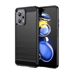 Microcase Xiaomi Redmi Note 12T Pro / Note 11T Pro Brushed Carbon Fiber Silikon Kılıf - Siyah AL3332