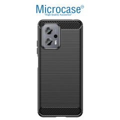 Microcase Xiaomi Redmi Note 12T Pro / Note 11T Pro Brushed Carbon Fiber Silikon Kılıf - Siyah AL3332