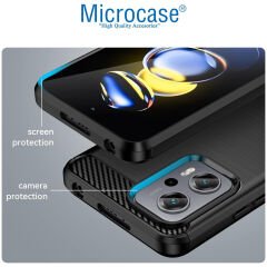 Microcase Xiaomi Redmi Note 12T Pro / Note 11T Pro Brushed Carbon Fiber Silikon Kılıf - Siyah AL3332