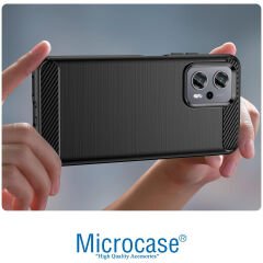 Microcase Xiaomi Redmi Note 12T Pro / Note 11T Pro Brushed Carbon Fiber Silikon Kılıf - Siyah AL3332