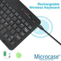 Microcase Tablet ve Telefonlar için Şarjlı Bluetooth Klavye + TR Klavye Sticker - AL2671 Siyah