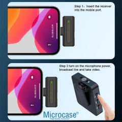 Microcase Lightning Girişli Profesyonel Wireless Kablosuz Yaka Mikrofonu Lavalier - AL4127