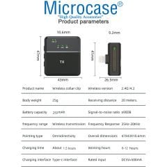 Microcase Lightning Girişli Profesyonel Wireless Kablosuz Yaka Mikrofonu Lavalier - AL4127