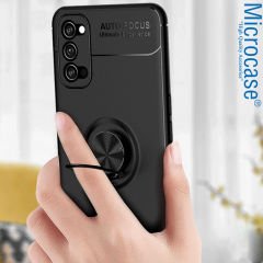 Microcase Oppo Reno 5 Focus Serisi Yüzük Standlı Silikon Kılıf - Siyah