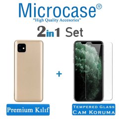 Microcase iPhone 11 Premium Matte Silikon Kılıf + Tempered Glass Cam Koruma