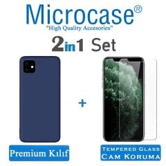 Microcase iPhone 11 Premium Matte Silikon Kılıf + Tempered Glass Cam Koruma