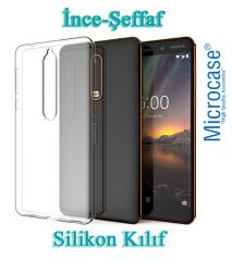 Microcase Nokia 6 2018 İnce 0.2 mm Silikon Kılıf + Ekran Koruma