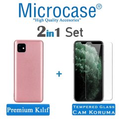 Microcase iPhone 11 Premium Matte Silikon Kılıf + Tempered Glass Cam Koruma