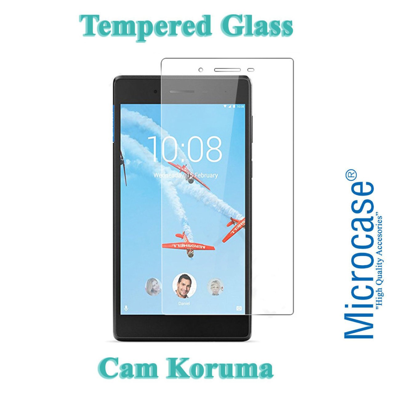 Microcase Lenovo Tab 4 7 TB-7504 Tempered Glass Cam Koruma