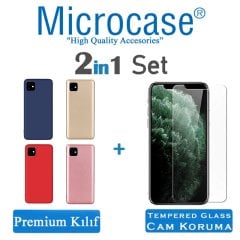 Microcase iPhone 11 Premium Matte Silikon Kılıf + Tempered Glass Cam Koruma