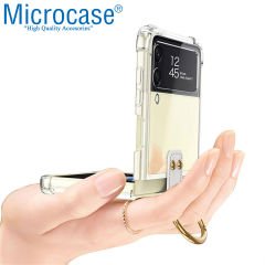 Microcase Samsung Galaxy Z Flip4 Parmak Tutuculu Askılı Köşe Korumalı Kılıf - AL3160
