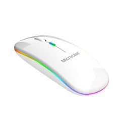 Microcase 1600 DPI Şarj Edilebilir 2.4 GHz RGB Işık Çift Modlu Bluetooth Mouse - AL2767 Beyaz