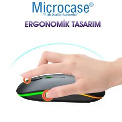 Microcase 1600 DPI Şarj Edilebilir 2.4 GHz RGB Işık Çift Modlu Bluetooth Mouse - AL2767 Beyaz