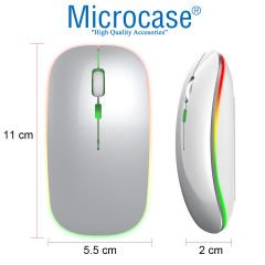 Microcase 1600 DPI Şarj Edilebilir 2.4 GHz RGB Işık Çift Modlu Bluetooth Mouse - AL2767 Beyaz