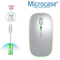 Microcase 1600 DPI Şarj Edilebilir 2.4 GHz RGB Işık Çift Modlu Bluetooth Mouse - AL2767 Beyaz