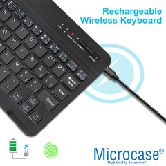 Microcase Tablet ve Telefonlar için Şarjlı Bluetooth Klavye + TR Klavye Sticker - AL2671 Pembe