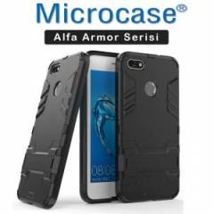 Huawei P9 Lite Mini Alfa Serisi Armor Standlı Kılıf+Cam Koruma