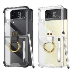 Microcase Samsung Galaxy Z Flip 3 Parmak Tutuculu Kalemli Köşe Korumalı Kılıf - AL3161