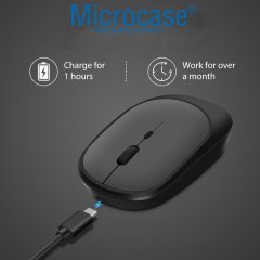 Microcase 1600 DPI Şarj Edilebilir 2.4 GHz Bluetooth Kablosuz Mouse - Model AL2674 Gri