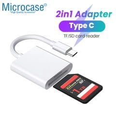 Microcase Type-C to SD-MicroSD Kart Okuyuculu Kamera Adaptörü - Beyaz - AL4116