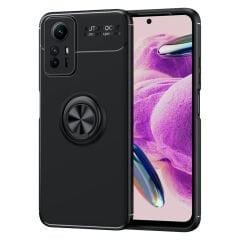 Microcase Xiaomi Redmi Note 12S 4G Focus Serisi Yüzük Standlı Silikon Kılıf - Siyah AL3363