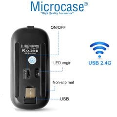 Microcase 1600 DPI Şarj Edilebilir 2.4 GHz RGB Işık Çift Modlu Bluetooth Mouse - AL2767 Pembe