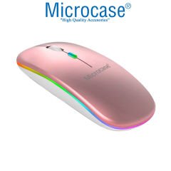 Microcase 1600 DPI Şarj Edilebilir 2.4 GHz RGB Işık Çift Modlu Bluetooth Mouse - AL2767 Pembe