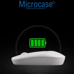 Microcase 1600 DPI Şarj Edilebilir 2.4 GHz Bluetooth Kablosuz Mouse - Model AL2674 Beyaz