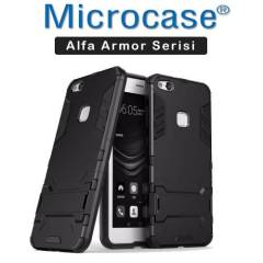 Huawei P10 Lite Alfa Serisi Armor Standlı Koruma Kılıf + Ekran Koruyucu