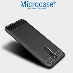 Microcase Xiaomi Redmi 8 Brushed Carbon Fiber Silikon Kılıf - Siyah