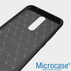 Microcase Xiaomi Redmi 8 Brushed Carbon Fiber Silikon Kılıf - Siyah