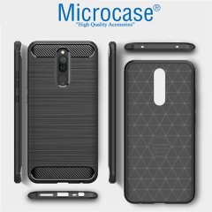 Microcase Xiaomi Redmi 8 Brushed Carbon Fiber Silikon Kılıf - Siyah