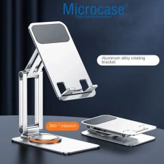 Microcase 360 Derece Dönerli Uzayabilir Masaüstü Telefon Tablet Tutucu Metal Stand - K50 AL3758 Gümüş