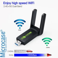 Microcase Dual Band AX1800 Wifi 6 3.0 Kablosuz USB Wifi Adaptörü AL4124