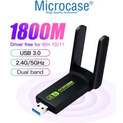 Microcase Dual Band AX1800 Wifi 6 3.0 Kablosuz USB Wifi Adaptörü AL4124