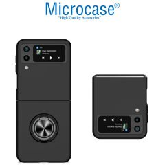 Microcase Samsung Galaxy Z Flip 3 Yüzük Standlı Plastik Kılıf - Siyah AL3163