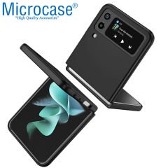 Microcase Samsung Galaxy Z Flip 3 Yüzük Standlı Plastik Kılıf - Siyah AL3163