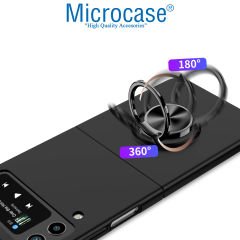 Microcase Samsung Galaxy Z Flip 3 Yüzük Standlı Plastik Kılıf - Siyah AL3163