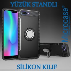Microcase Huawei Honor 10 Yüzük Standlı Armor Silikon Kılıf + CAM
