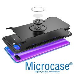 Microcase Huawei Honor 10 Yüzük Standlı Armor Silikon Kılıf + CAM