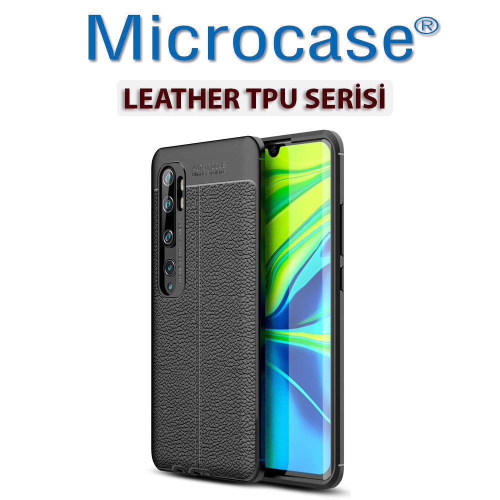 Microcase Xiaomi Mi Note 10 - Mi Note 10 Pro Leather Tpu Silikon Kılıf - Siyah