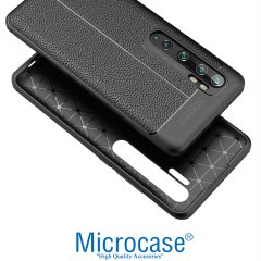 Microcase Xiaomi Mi Note 10 - Mi Note 10 Pro Leather Tpu Silikon Kılıf - Siyah