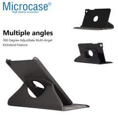 Microcase Samsung Galaxy Tab A 8.0 2019 T290 T295 T297 360 Derece Döner Standlı Deri Kılıf - Siyah