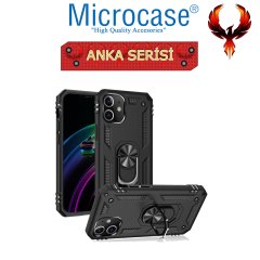 iPhone 12 Anka Serisi Yüzük Standlı Kılıf -Siyah