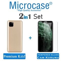 Microcase iPhone 11 Pro Max Premium Matte Silikon Kılıf + Tempered Glass Cam Koruma