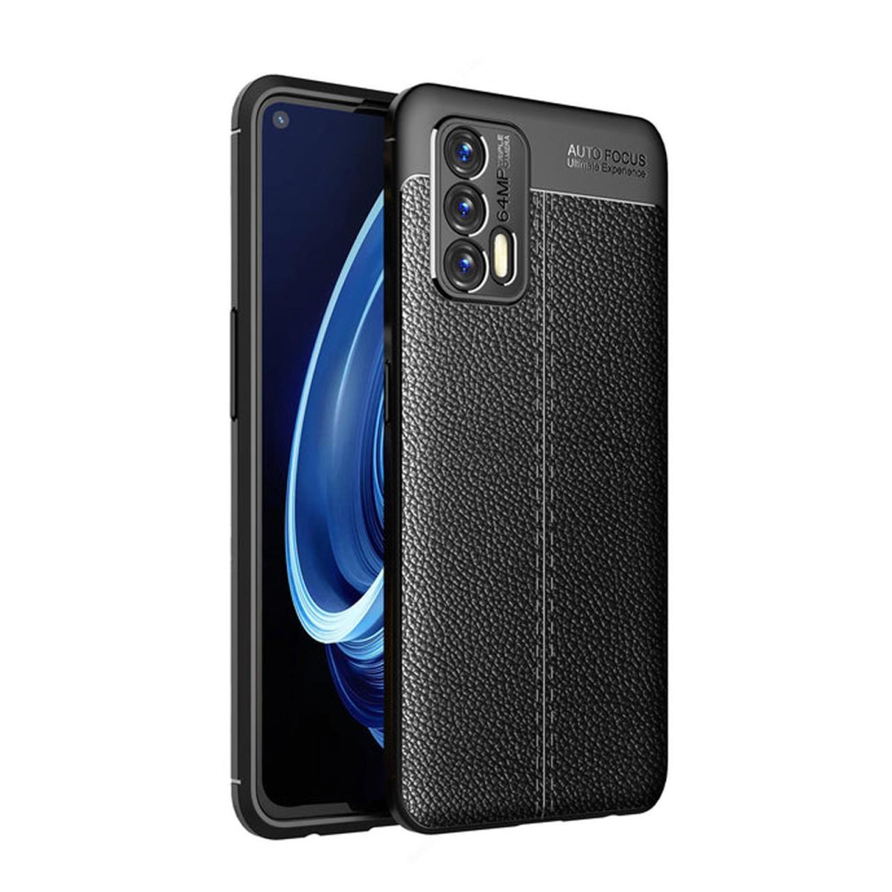 Microcase Realme GT 5G Leather Serisi Silikon Kılıf - Siyah