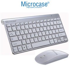 Microcase 2.4 GHz Wireless Kablosuz Slim Klavye ve Mouse Seti + Türkçe Klavye Etiketi - AL2770 Gümüş