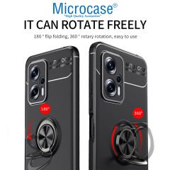 Microcase Xiaomi Redmi Note 12T Pro / Note 11T Pro Focus Serisi Yüzük Standlı Silikon Kılıf - Siyah AL3363