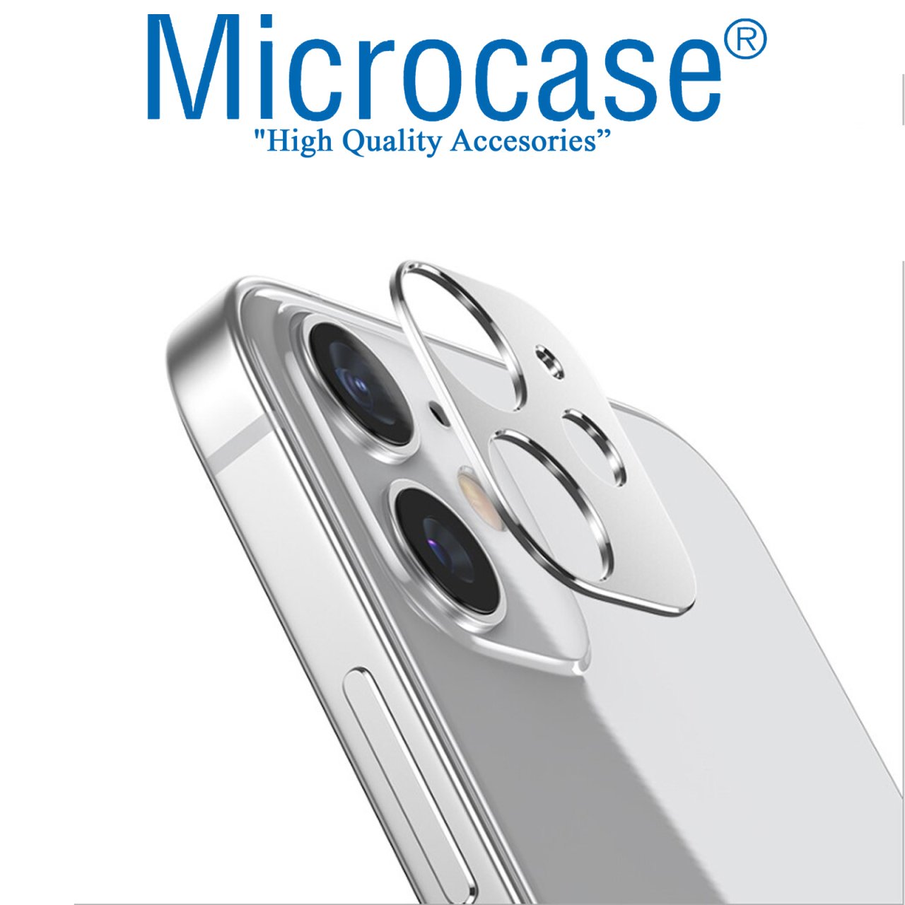 iPhone 12 Kamera Lens Koruma Halkası - Kapalı Tasarım Gümüş