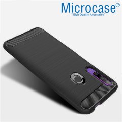 Microcase Huawei Honor 9X - Honor 9X Pro Global Brushed Carbon Fiber Silikon Kılıf - Siyah